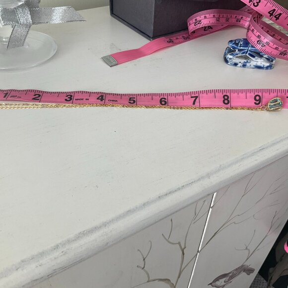 Blue topaz caged in solid 14k gold 18" chain - Picture 5 of 6